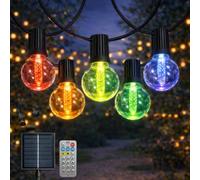 M mimotec - Ghirlanda solari a LED per esterni da 7,5 m, RGB dimmerabile, 15 lampadine, IP54 impermeabile, decorazione da giardino, patio, facciata, terrazza