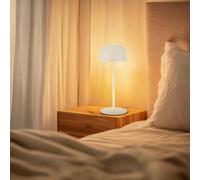 M mimotec - Lampada LED da tavolo Bianca Gonza 2W, ricaricabile, dimmerabile, 3000K, IP44, con batteria da 1800mAh e include cavo USB