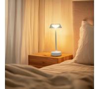 M mimotec - Lampada LED da tavolo Bianca Irina 2W, ricaricabile, dimmerabile, 3 temperature di colore (3CCT), IP44, batteria da 1200mAh, include cavo USB