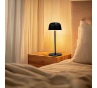 M mimotec - Lampada LED da tavolo Nera Gonza 2W, ricaricabile, dimmerabile, 3000K, IP44, con batteria da 1800mAh e include cavo USB