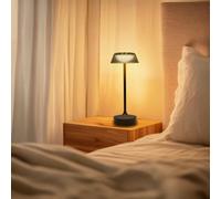 M mimotec - Lampada LED da tavolo Nera Irina 2W, ricaricabile, dimmerabile, 3 temperature di colore (3CCT), IP44, batteria da 1200mAh, include cavo USB