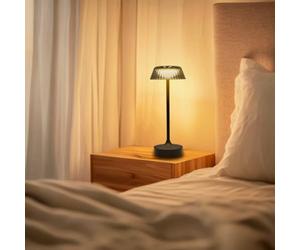 M mimotec - Lampada LED da tavolo Nera Irina 2W, ricaricabile, dimmerabile, 3 temperature di colore (3CCT), IP44, batteria da 1200mAh, include cavo USB