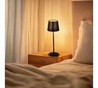 M mimotec - Lampada LED da tavolo Nera Serena 2W, ricaricabile, dimmerabile, 3 temperature di colore (3CCT), con batteria da 1200mAh e include cavo USB