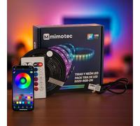 M mimotec - Pack striscia LED 2M USB 5V, RGB dimmerabile da 10 W, controllo tramite app e telecomando, modalità musica, LED per camera da letto, soggiorno, cucina, feste e videogiochi