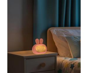 M mimotec - Sveglia per bambini con luce notturna a forma di coniglio, temperatura calda (3000K), design creativo ideale per bambini con finitura rosa. Modello LM9205