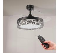 M mimotec - Ventilatore a Soffitto Led Nero Aqua 66W con luce, telecomando, bass