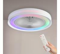 M mimotec - Ventilatore da soffitto a LED Colori, Temperatura della luce dimmerabile, Luce che cambia colore, Telecomandato, Uso estivo e invernale, Adatto per camera da letto, LM8830