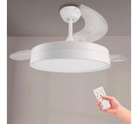 M mimotec - Ventilatore da soffitto a LED White Loki, temperatura di colore regolabile, funzione estate/inverno, 6 velocità, LM8824