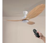 M mimotec - Ventilatore da soffitto con luce LED Aras bianca da 18W, telecomando, motore DC, 6 velocità, silenzioso, pale retrattili, funzione estate-inverno, timer, CCT