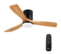 M mimotec - Ventilatore da Soffitto LED Black Energy, Motore DC 35W a Basso Consumo, Luce LED 18W, 6 Velocità, Ultra Silenzioso, 4 Pale Retrattili, Include Telecomando.