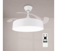 M Mimotec-Ventilatore da Soffitto LED Messe White 72W con Luce CCT Regolabile e Intensità Variabile, Motore DC Silenzioso, 6 Velocità, 4 Pale Retrattili, Timer, Telecomando