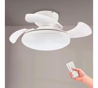M Mimotec - Ventilatore da soffitto LED Mushroom bianco Ø72,5 cm, motore DC silenzioso, luce LED 24W dimmerabile 3CCT, telecomando, timer e funzione estate/inverno.