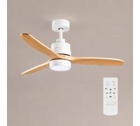 M mimotec- Ventilatore da Soffitto LED White Crazy, Motore DC Silenzioso, 6 Velocità, Luce CCT Regolabile, Telecomando, Timer 1/2 h, Modalità Estate/Inverno, Bianco, 132 cm