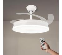M mimotec - White Olga Ventilatore da Soffitto LED 66W con Luce CCT Regolabile e