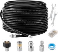 M MINGLE 45M Kit getto fognario per idropulitrice, 1/4 di pollice NPT, naso a bottone e ugello rotante per fognatura, orifizio 4.0, 4.5, pressione 3600 PSI