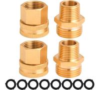 M MINGLE Adattatore per tubo da giardino, 3/4" GHT a 1/2" NPT, doppio connettore maschio e femmina in ottone, con 8 rondelle extra