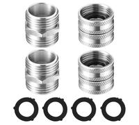 M MINGLE Adattatore per tubo da giardino, maschio a maschio, femmina a femmina, connettore in acciaio inox da 3/4 pollici, confezione da 4 con 4 rondelle extra