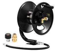 M MINGLE Avvolgitubo per idropulitrice da 30,5 m, avvolgitubo in acciaio resistente, avvolgitubo manuale per idropulitrice con braccio girevole, 3/8" NPT