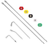 M Mingle Bacchetta di prolunga per idropulitrice 120 '' - Accessori per idropulitrice con 5 Punte per ugelli - Asta Curva da 30 °/90 °/120 °, Attacco rapido da 1/4 di Pollice