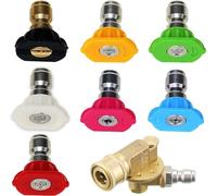 M MINGLE Kit di accessori per idropulitrice, 7 ugelli per idropulitrice, attacco rapido girevole, 1/4", 4500 psi, confezione da 8