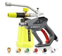 M MINGLE Pistola idropulitrice ad alta pressione con cannone a schiuma, accessorio doppio connettore per cannone, kit pistola schiuma lavaggio auto 1/4 di pollice connettore rapido, 5 punte ugello