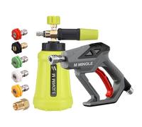 M MINGLE Pistola Idropulitrice Pistola Schiuma Neve, Idropulitrice Elettrica Cannone Schiuma 4000 PSI con Attacco Rapido 1/4", Kit Cannone Schiuma con 5 Ugelli Idropulitrice, 1 Litro