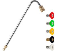 M MINGLE Pulitore per grondaie, in acciaio inossidabile, lancia angolata per idropulitrice ad alta pressione, prolunga con 5 punte per ugelli, attacco rapido 1/4", lunghezza 33 cm