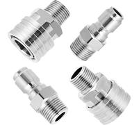 M MINGLE Set di adattatori per idropulitrice, 2 set da 3/8", raccordi a connessione rapida, kit di scollegamento rapido per idropulitrice maschio, in acciaio inossidabile, 5000 PSI