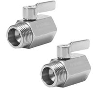 M MINGLE Valvola di intercettazione per tubo da giardino, in acciaio inossidabile 304 resistente, 3/4 pollici, confezione da 2 con 2 rondelle per tubi flessibili