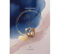 M. & Mme - Livre d’Or de Mariage Élégant | Bleu & Or, Anneaux Dorés, 120 Pages Blanches | Souvenirs Inoubliables de Notre Union
