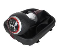 M MODECAR - Compatibile con Audi A3 8P 03-12 leva del cambio SIMILPELLE NERA + ARGENTO 6 MARCE + cuffia del cambio NERA CON CUCITURE ROSSE per 8P0711113,