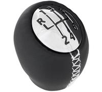M MODECAR - Compatibile con pomello leva cambio Renault Laguna II 6 MARCE PELLE NERA + CROMATO per 8200050527,