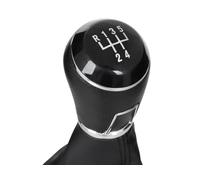 M MODECAR - Compatibile con VW Polo V 6R 2009- Pomello leva cambio NERO + cuffia leva cambio con cornice CROMATA 5 MARCE per 6R0711113C,