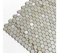 M MOFIT Piastrelle per paraschizzi da cucina con pellicola adesiva esagonale, piccolo mosaico per paraschizzi (10 pezzi, argento champagne)