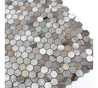 M MOFIT Piastrelle per paraschizzi da cucina, esagonali, mosaico piccolo, resistente al calore, per paraschizzi (10 fogli, grigio)