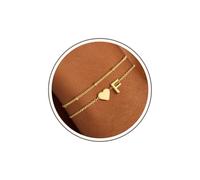 M MOOHAM Bracciale in oro da donna con lettere, placcato oro 14 carati, con ciondoli a forma di cuore dalla A alla Z, per adolescenti, ragazze, regali personalizzati per donne, fidanzate, mamme