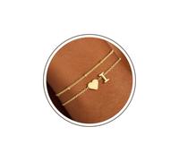 M MOOHAM Bracciale in oro da donna con lettere, placcato oro 14 carati, con ciondoli a forma di cuore dalla A alla Z, per adolescenti, ragazze, regali personalizzati per donne, fidanzate, mamme