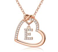 M MOOHAM Collana con ciondolo a forma di cuore per ragazze e donne, con ciondolo a forma di cuore con zirconia cubica, delicata lettera A - Z, collana a forma di cuore, idea regalo di compleanno per