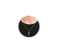 M MOOHAM Collana con croce in acciaio inossidabile da uomo e ragazzo, oro/argento/nero, catena intrecciata con ciondolo a forma di croce, collana antiruggine per uomo, battesimo cristiano, festa del
