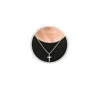 M MOOHAM Collana con croce in acciaio inossidabile da uomo e ragazzo, oro/argento/nero, catena intrecciata con ciondolo a forma di croce, collana antiruggine per uomo, battesimo cristiano, festa del