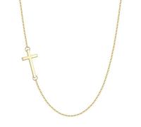M MOOHAM Collana con croce per donne e ragazze, delicata collana con ciondolo a forma di croce placcata in oro, collana a strati per donne e ragazze, in metallo