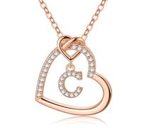 M MOOHAM Collana con iniziale da donna, collana con lettera C, per ragazze, collana a forma di cuore, regalo per donne, collana per ragazze, collane per ragazze adolescenti, gioielli per ragazze