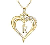 M MOOHAM Collana con iniziale in oro per donne e ragazze, collane personalizzate con iniziali dalla A alla Z, collana a forma di cuore, regalo per donne e mogli, regali personalizzati per anniversario