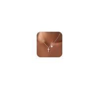 M MOOHAM Collana da donna con croce e cuore, placcata in oro bianco 14 carati, con lettere dalla A alla Z, regalo di compleanno per donne, fidanzate, ragazze, regalo di compleanno, Ottone