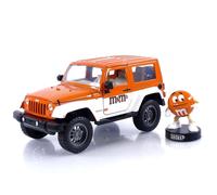 M&M's 1:24 2007 Jeep Wrangler Die-cast Car & 2.75" Orange Figure, Toys for Kids