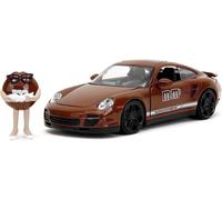 M&M'S 1:24 Porsche 911 Turbo Modellino Auto & 2.75 " Brown Figura,Giocattoli per