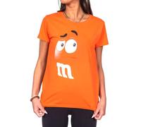 M&M's Chocolate Candy Character Face Juniors T-Shirt, Arancione, M