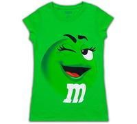 M&M's Chocolate Candy Character Face Maglietta per ragazzi, Green, L