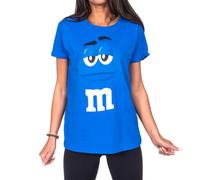 M&M's Chocolate Candy Character Face Maglietta per ragazzi, Blu, L