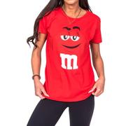 M&M's Chocolate Candy Character Face Maglietta per ragazzi, Red, M